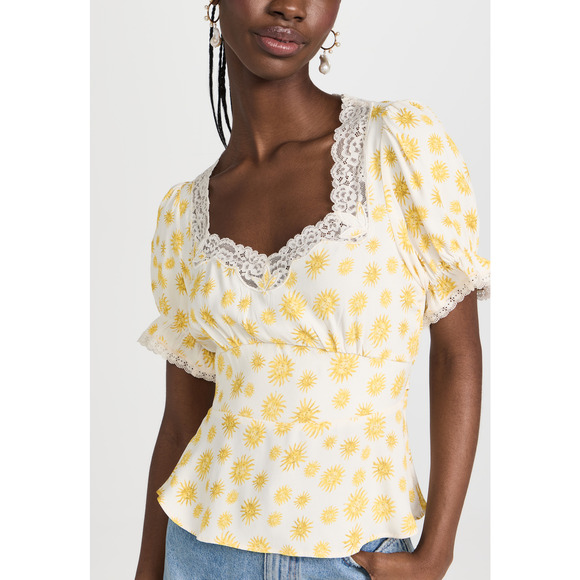 Rixo 'Selva' White Flora Print Top Size XS - Picture 1 of 5